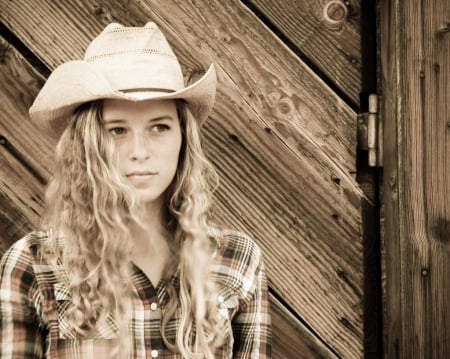 Young Cowgirl - blonde, cowgirl, cute, hat