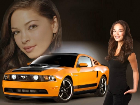 Kristin Kreuk - mustang, beautiful, actress, Kristin Kreuk, car, 2015, model, Kreuk, Kristin, wallpaper