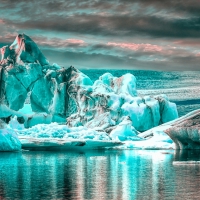 Ice Glacier Lagoon At Sunset