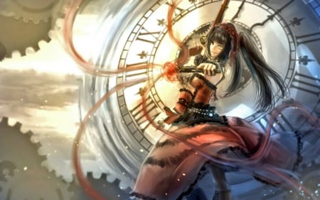 Clockworks - clock, women, fantasy, guns