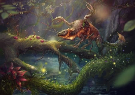 Hybrid - hybrid, forest, fantasy, art