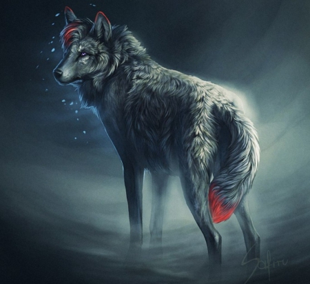 Fantasy - abstract, fantasy, art, wolf