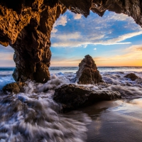 Sunset on a Sea Cave