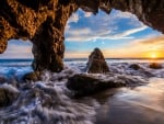 Sunset on a Sea Cave