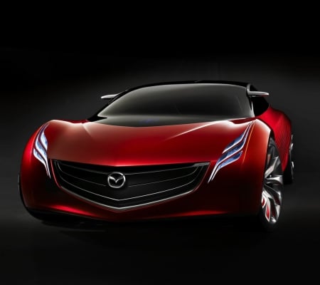 Mazda - dark, car, mazda, red