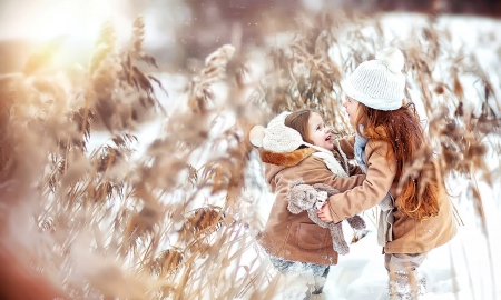 :) - winter, girl, snow, cold