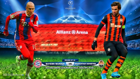 BAYERN MUNICH - SHAKHTAR DONETSK CHAMPIONS LEAGUE 2015 - robben, champions league, bayern muchen wallpaper, bayern munchen, allenz arena, champions league wallpaper