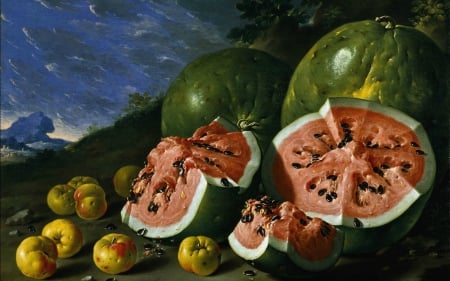 watermelon - hill, watermelon, apple, fruit