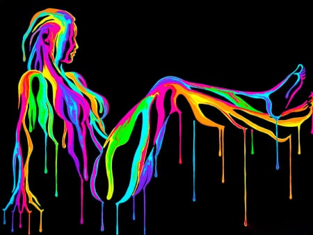 Abstract Girl Painting - abstract, paint, original, beautiful, girl, silhouette, colorful, strokes, digital, woman, art