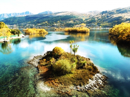 Queenstown, Kelvin Heights - Autumn, Islands, Reflections, Nature, Fall