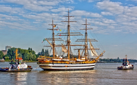 Tall Ship ~ Antwerp Amerigo Vespucci - ship, water, sailboat, tall