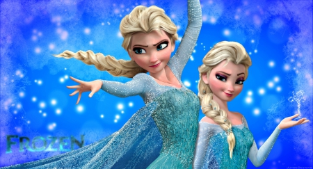 Elsa - princess, movie, girl, snow queen, winter, snowflakes, fantasy, blue, elsa, disney, anime, frozen, blonde