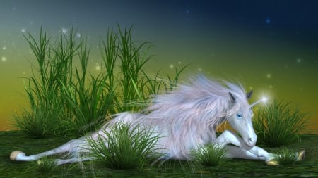 Unicorn - art, horse, game, magical, animal, green, fantasy, unicorn