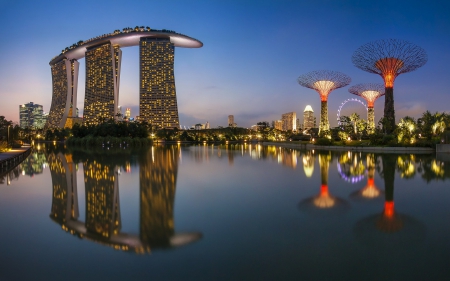 singapore - river, reflection, singapore, building