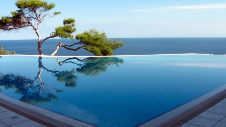 Open Air Pool - holiday, tree, pool, sea