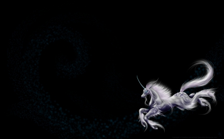 Unicorn - white, horse, fantasy, black, unicorn