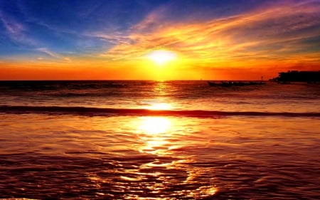 Beach Sunset - summer, beach, ocean, nature, sunset, water, sun, shore, sky, skyphoenixx1, coast, sunlight, clouds, sea, sunrise, waves, sunshine