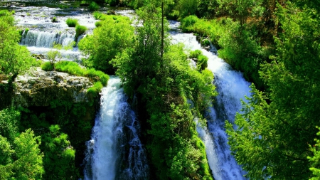 waterfall - fun, river, nature, waterfall, forest, cool