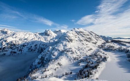 Snow-Covered Mountain - trees, winter, nature, snow, mountains