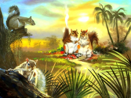 ★Squirrel Shack★ - shack, paintings, spring, lovely, nature, cute, love four seasons, squirrel, animals, wildlife