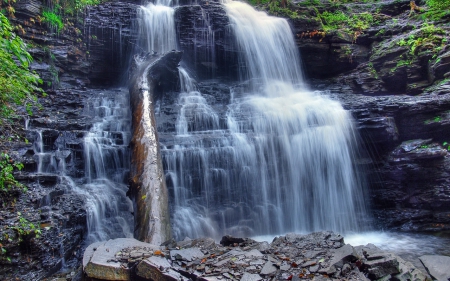 Wild waterfall - nature, rock, waterfall, wild