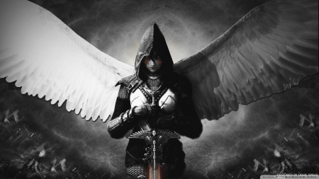 angel warrior - sword, angel, warrior, armour