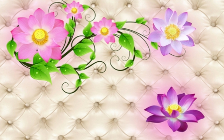 Beautiful Flowers - art, flowers, vines, petals