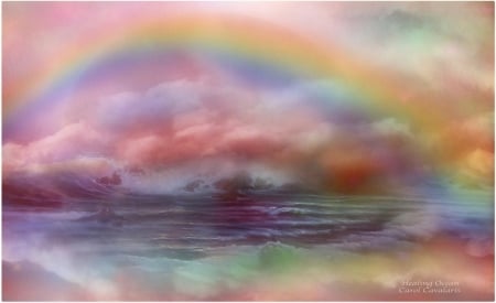 RAINBOW OCEAN - RAINBOW, CLOUDS, SKY, WAVES, OCEAN