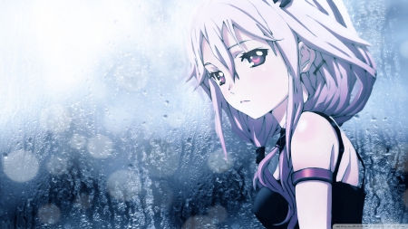 inori yuzuriha - girl, yuzuriha, inori, rain