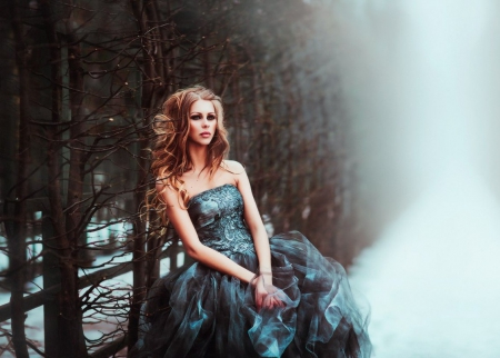 Beauty - beauty, woman, lady, forest, photography, winter, model, dress