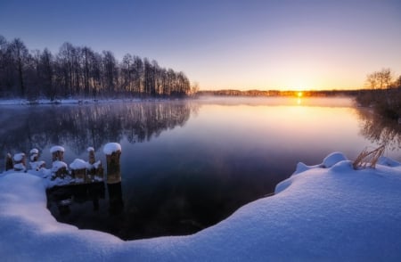 Nature - lake, nature, snow, blue