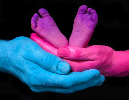 Lovely Perfection - woman, love, hands, serene, photography, lovely, baby, man, body paint, pastel, family