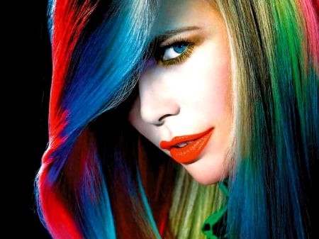 RAINBOW BEAUTY - face, beauty, rainbow, hair, model