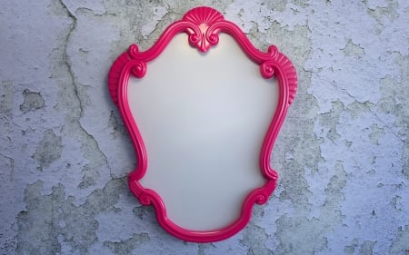 Pink frame - white, frame, texture, pink, wall