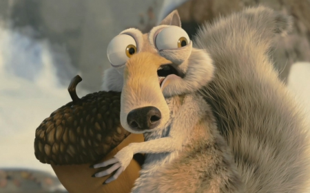 Scrat and the nut - nut, scrat, fantasy, Ice Age, funny, The Meltdown, movie, squirrel