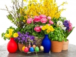 Spring Flowers and Easter Eggs