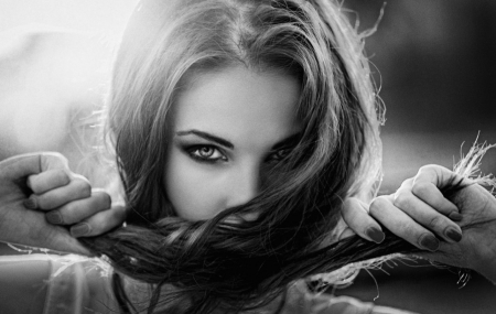 Beauty - beauty, woman, lady, girl, eyes, photography, black and white, model, face, beautiful, look, all berger