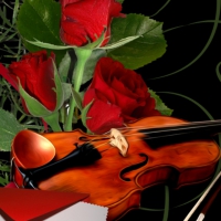 Violin With Red Roses