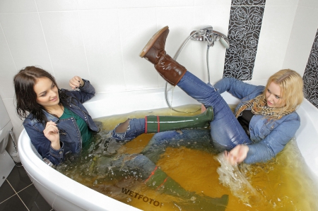 Bath Time - women, girls, style, fun, models, female, boots, cowgirls, western