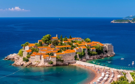 Small Island Village in Montenegro - islands, small villages, oceans, cityscapes, sea, houses, villages, architecture