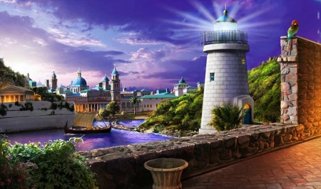 Lighthouse of Atlantis - of Atlantis, Lighthouse, light, ocean