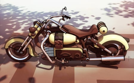 motorcycle - fun, motorcycle, cartoon, cool