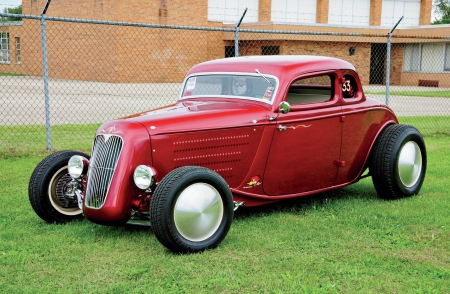 1933-Ford-Coupe - hotrod, 1933, red, classic