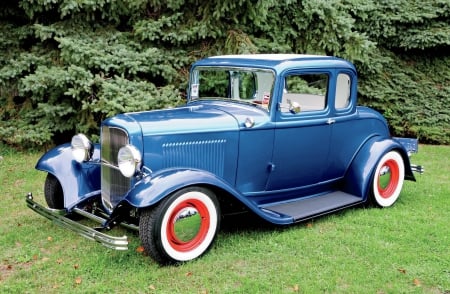 1932-Ford-Coupe - ford, classic, whitewalls, blue