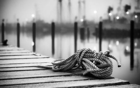 . - bokeh, black and white, rope, ropes