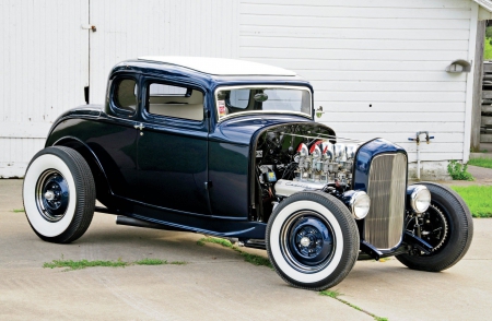 1932-Ford-Coupe - DK Blue, Whitewalls, Hotrod, Classic