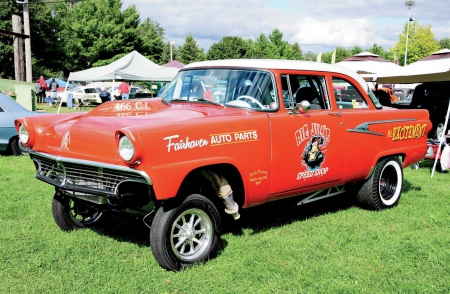 1956-Ford-Coupe Gasser - red, 1956, classic, hotrod