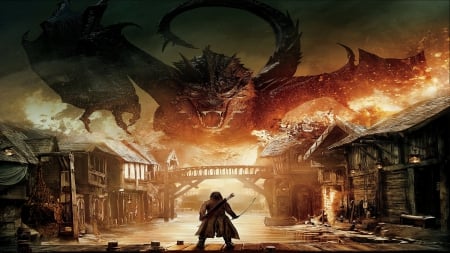 Bard vs Smaug - hobbit, dragon, smaug, bard