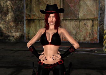 Cowgirl Art - women, style, fun, girls, female, cowgirls, hats, western, brunettes, art, anime