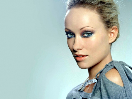 Olivia Wilde - face, actress, blonde, olivia wilde, girl, woman, blue